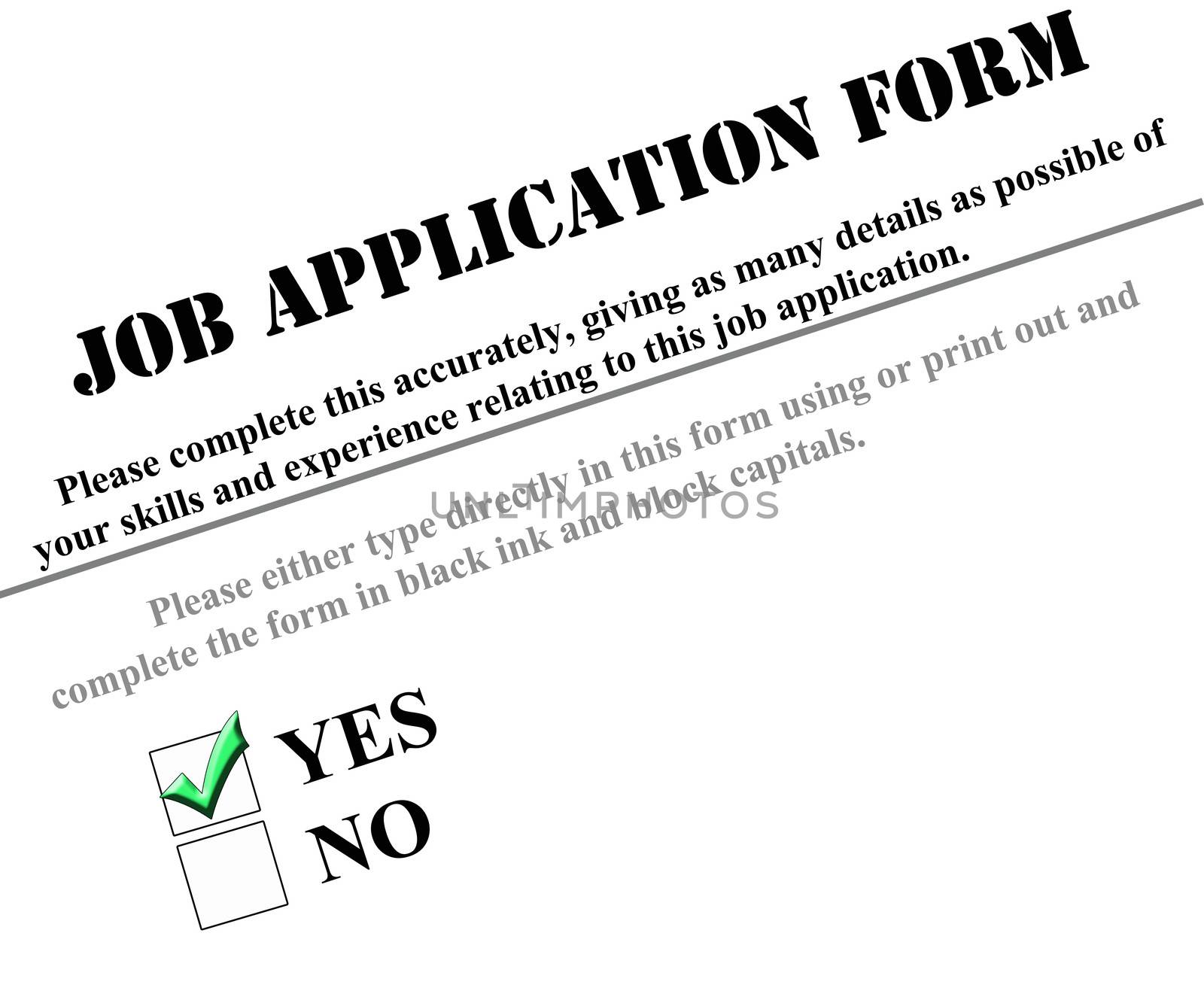 Checked box on Yes on job application form