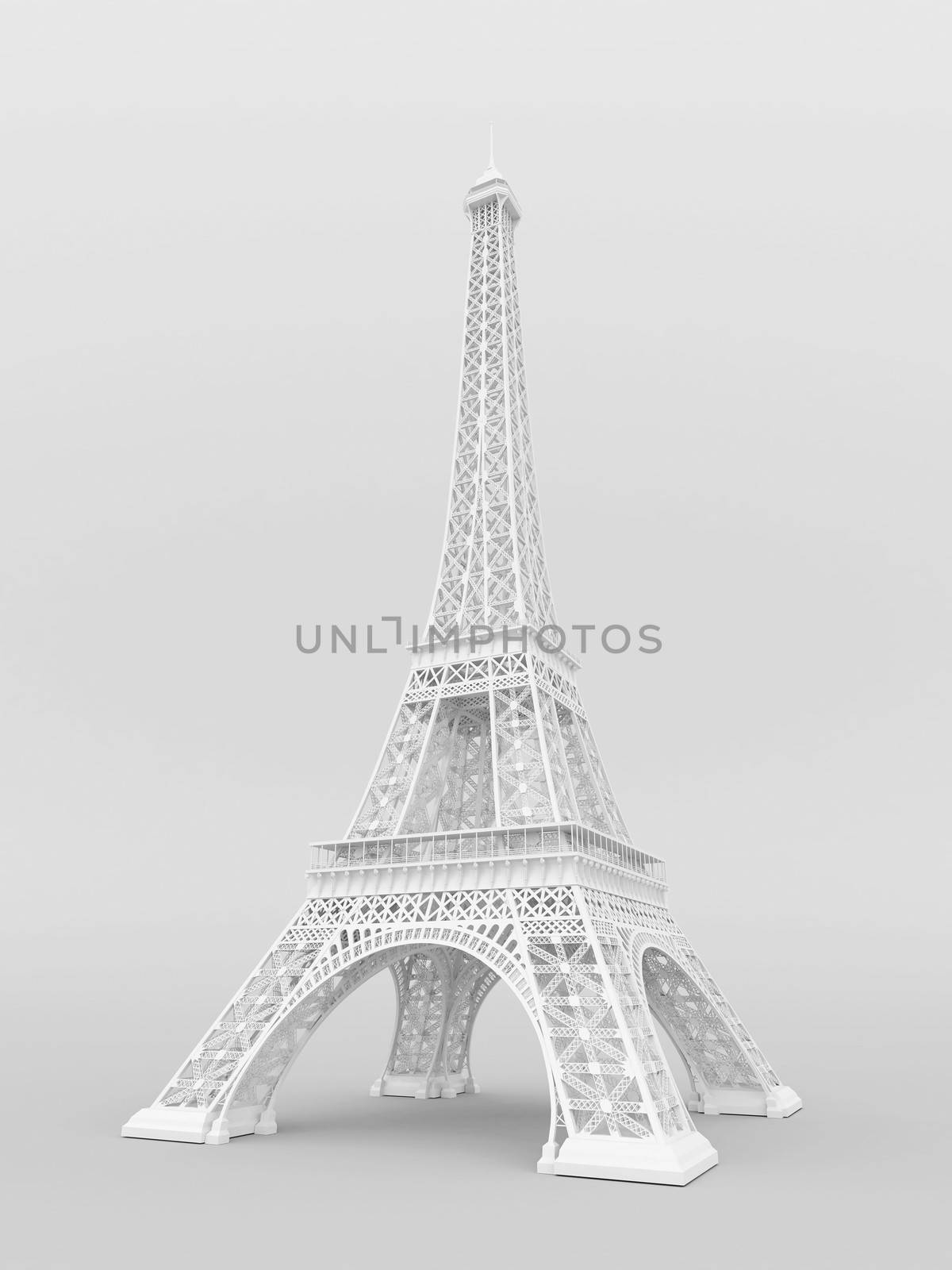 White Eiffel Tower on a gray background