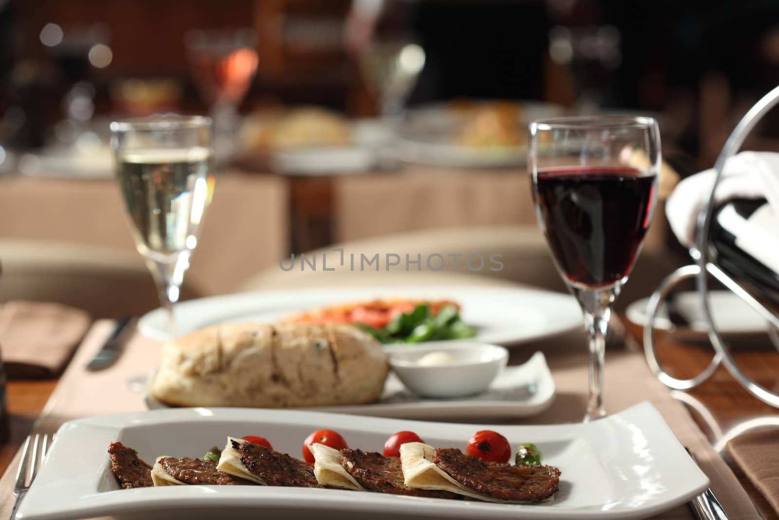 Elegant dish of meat balls in a luxury restaurant