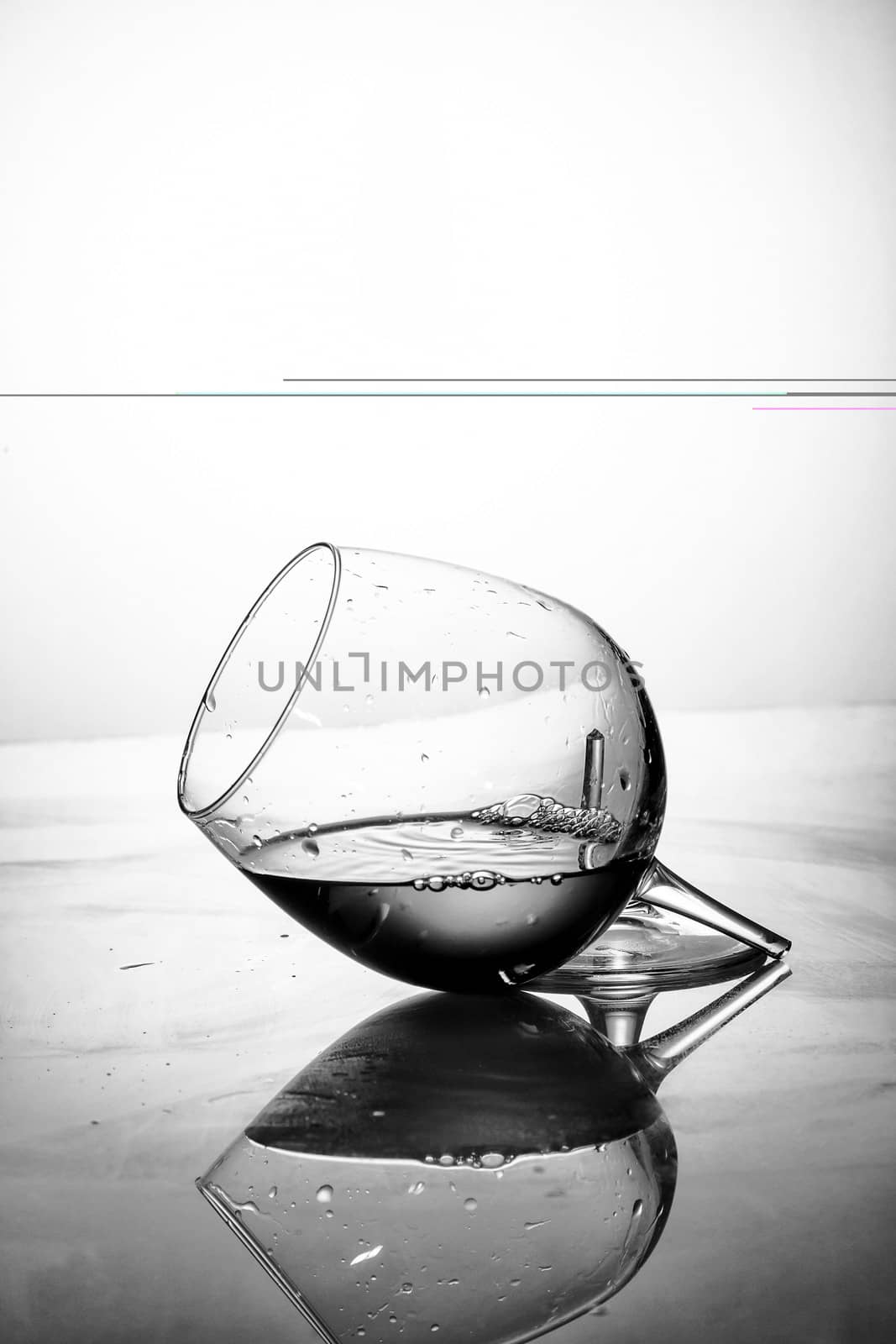 A broken glass in balck and white