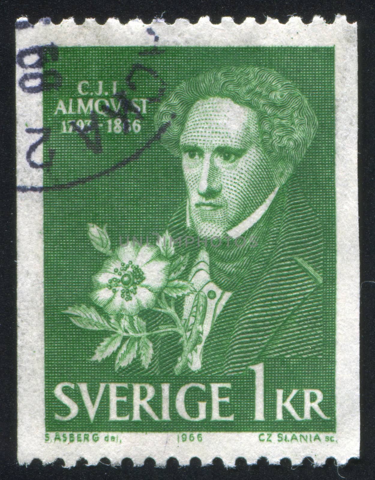 SWEDEN - CIRCA 1966: stamp printed by Sweden, shows Almqvist and Wild Rose, circa 1966
