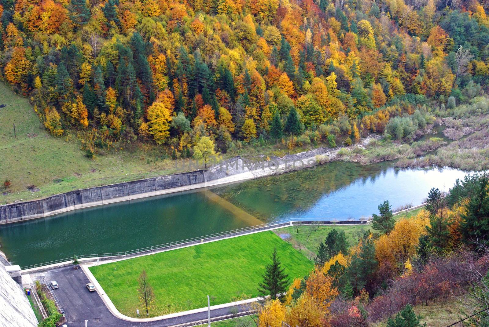 Water canal at Bicaz dam and the forest.