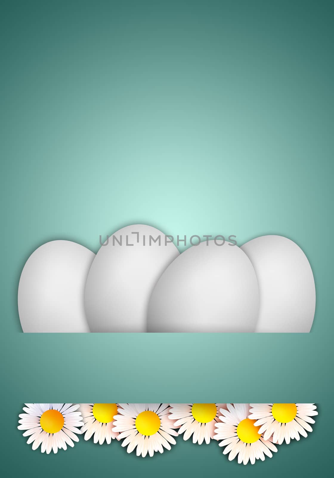 Illustration of Eggs and daisies for Easter