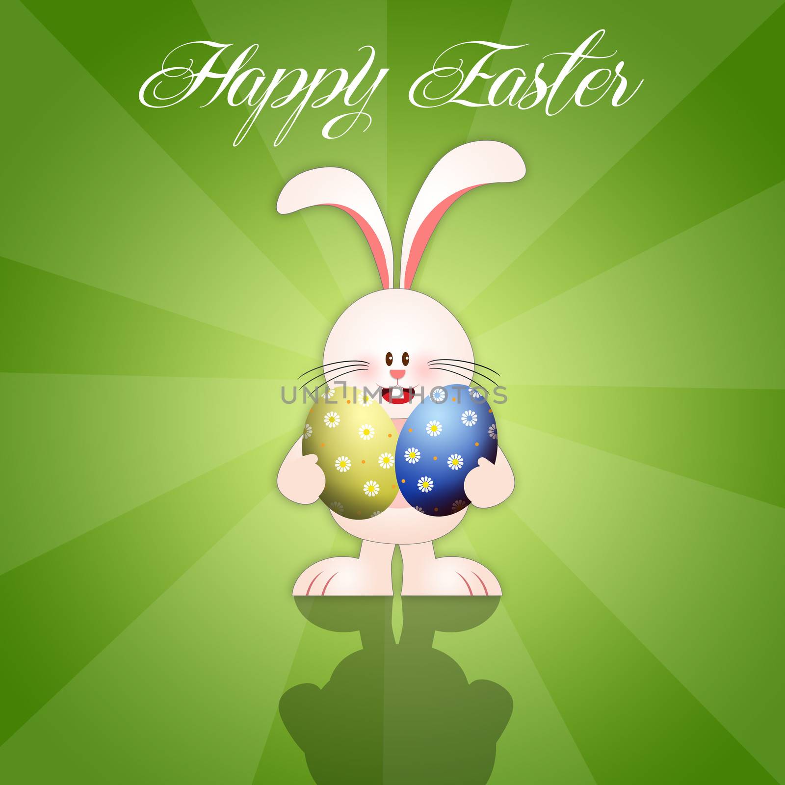 illustration of Bunny with Easter eggs
