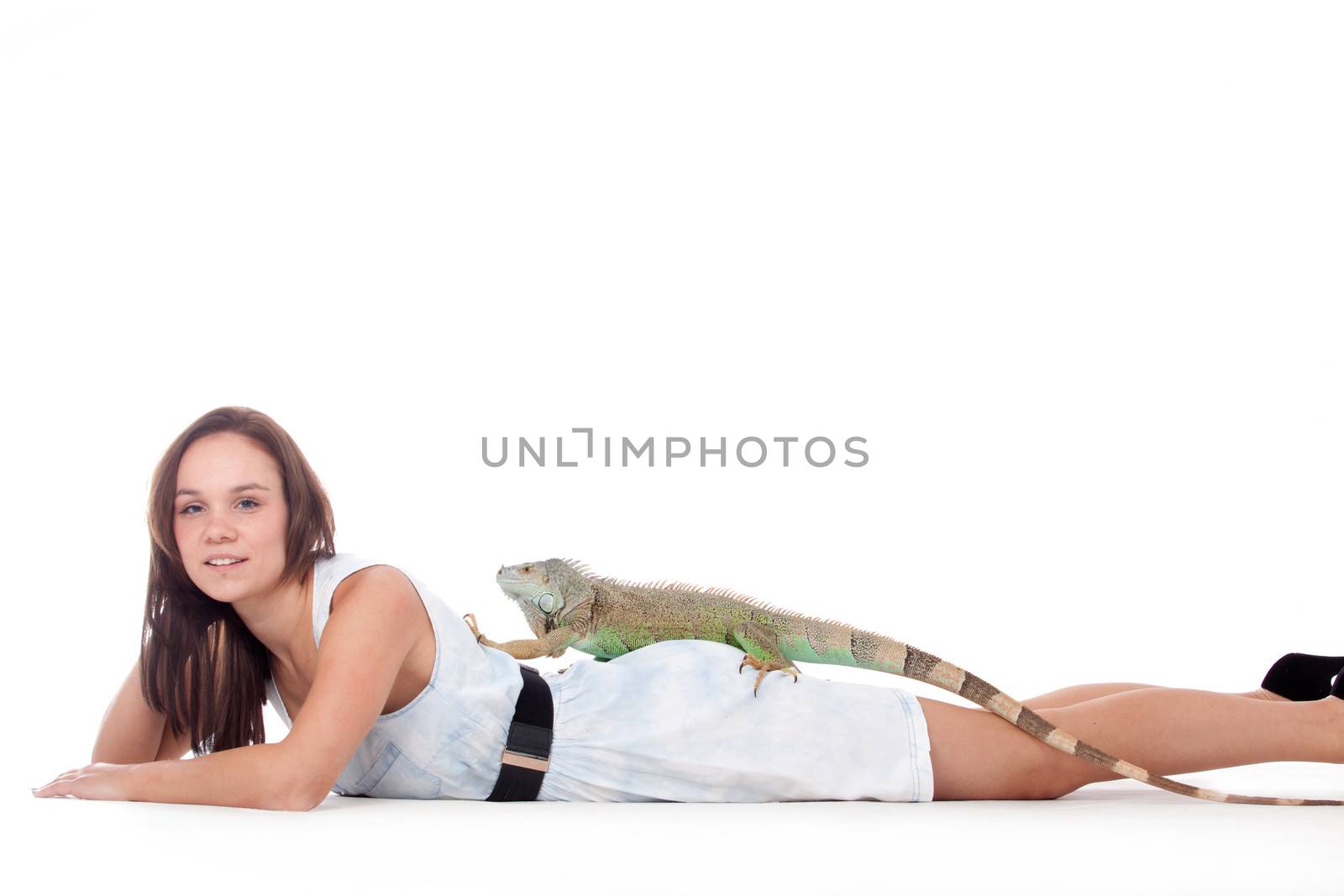 Young adults in a white studio having fun