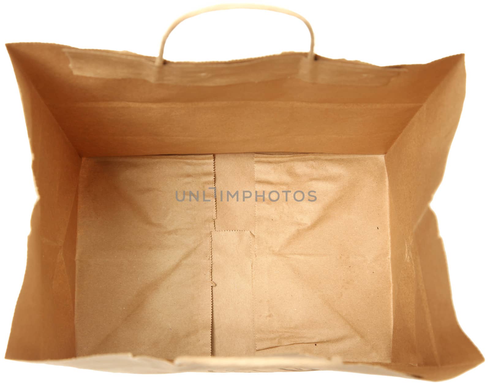 Empty Brown Paper Bag Top View Looking Inside by duplass