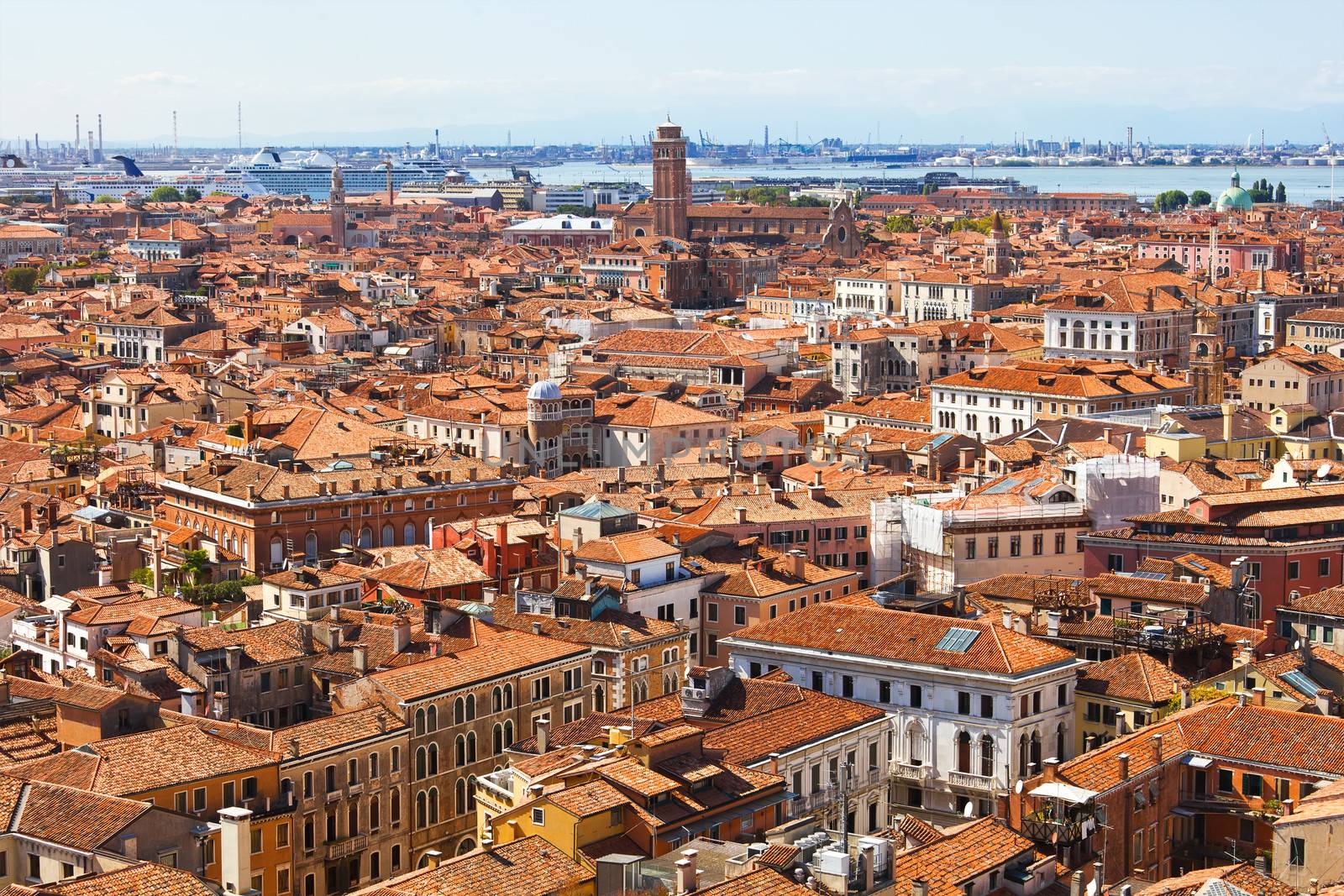 Panoramic view of Venice from San Marco bell tower, Italy