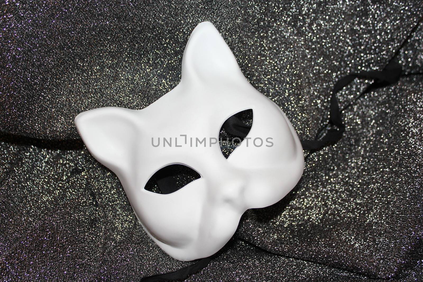 Feline carnival mask on glitters