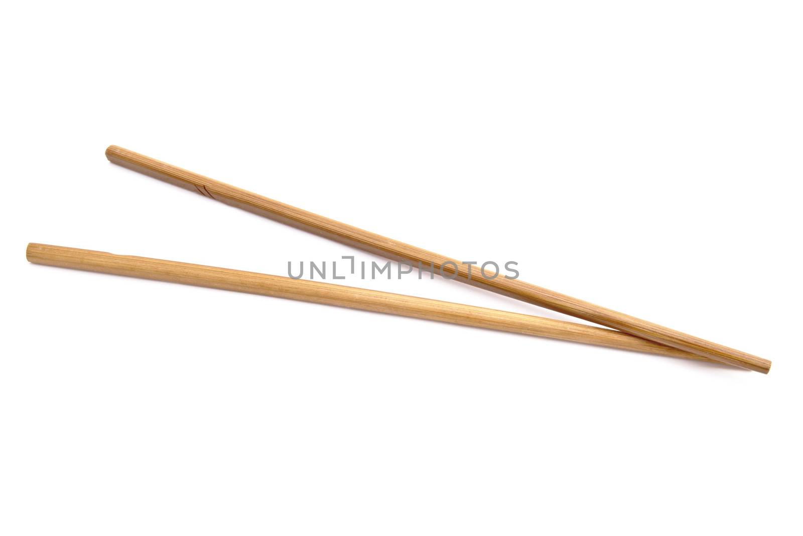 Wood chopsticks isolated on white background 