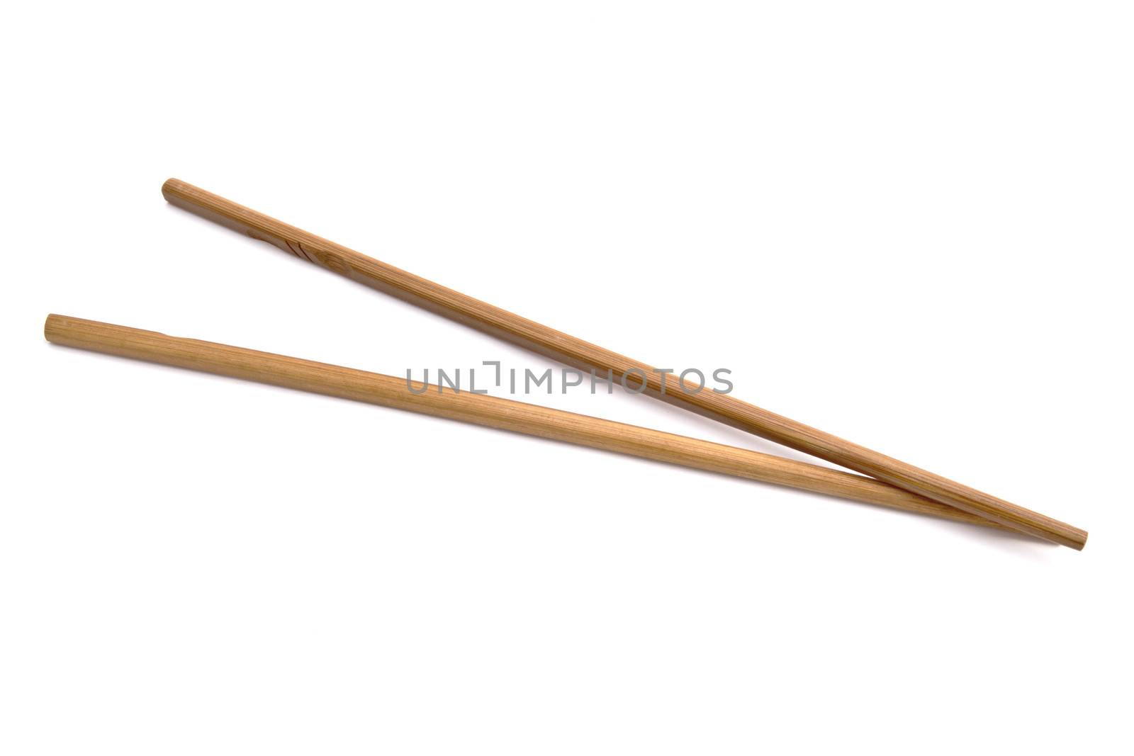 Wood chopsticks isolated on white background 
