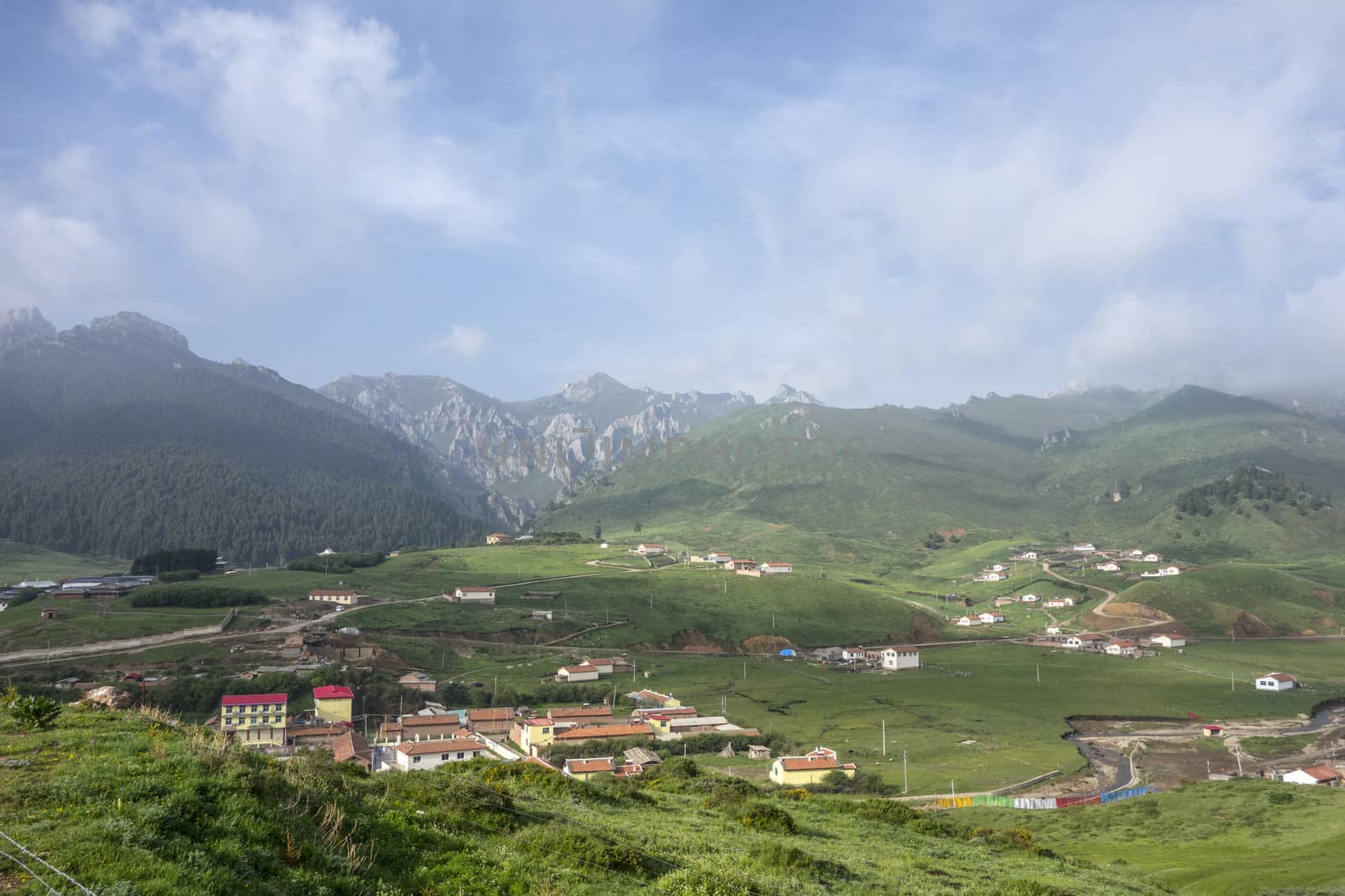 Samll village in the mountain, Sichuan, China
