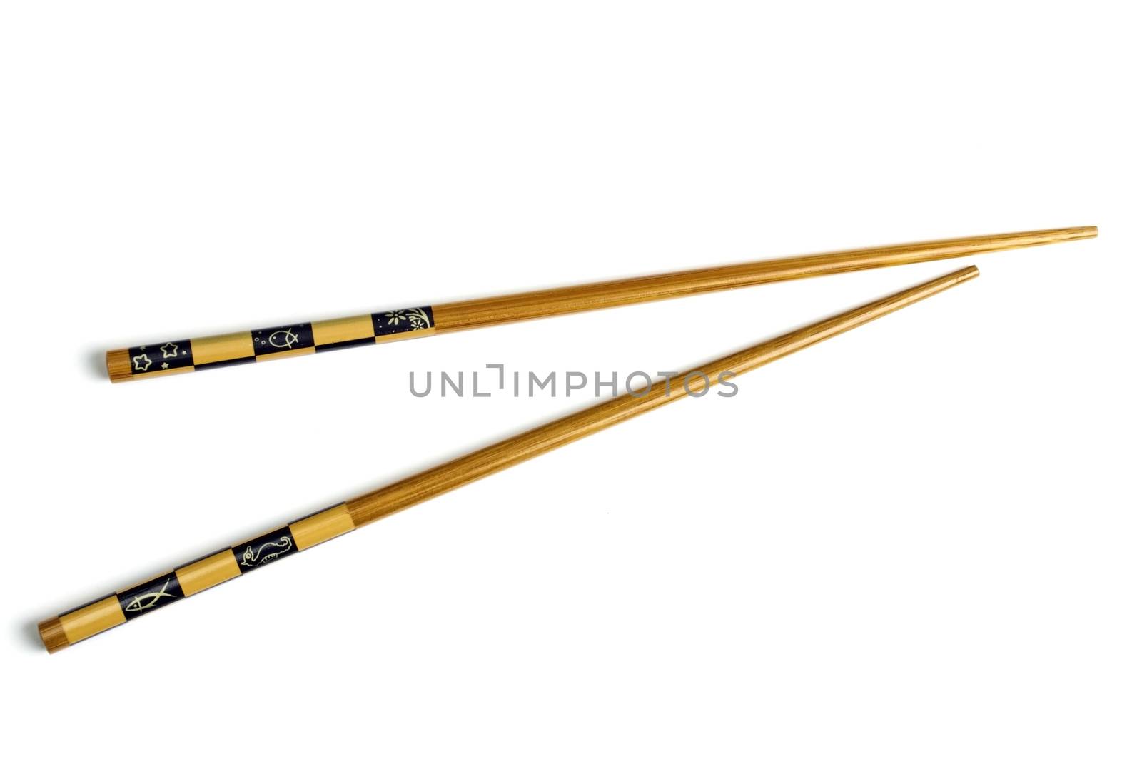 Wood chopsticks isolated on white background 
