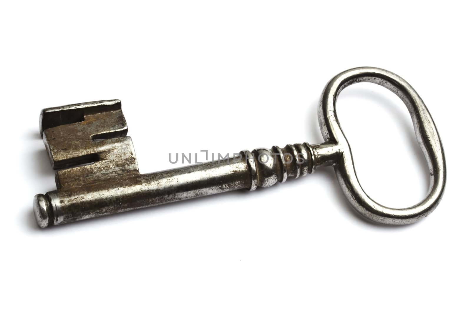 An old key isolated on white background 
