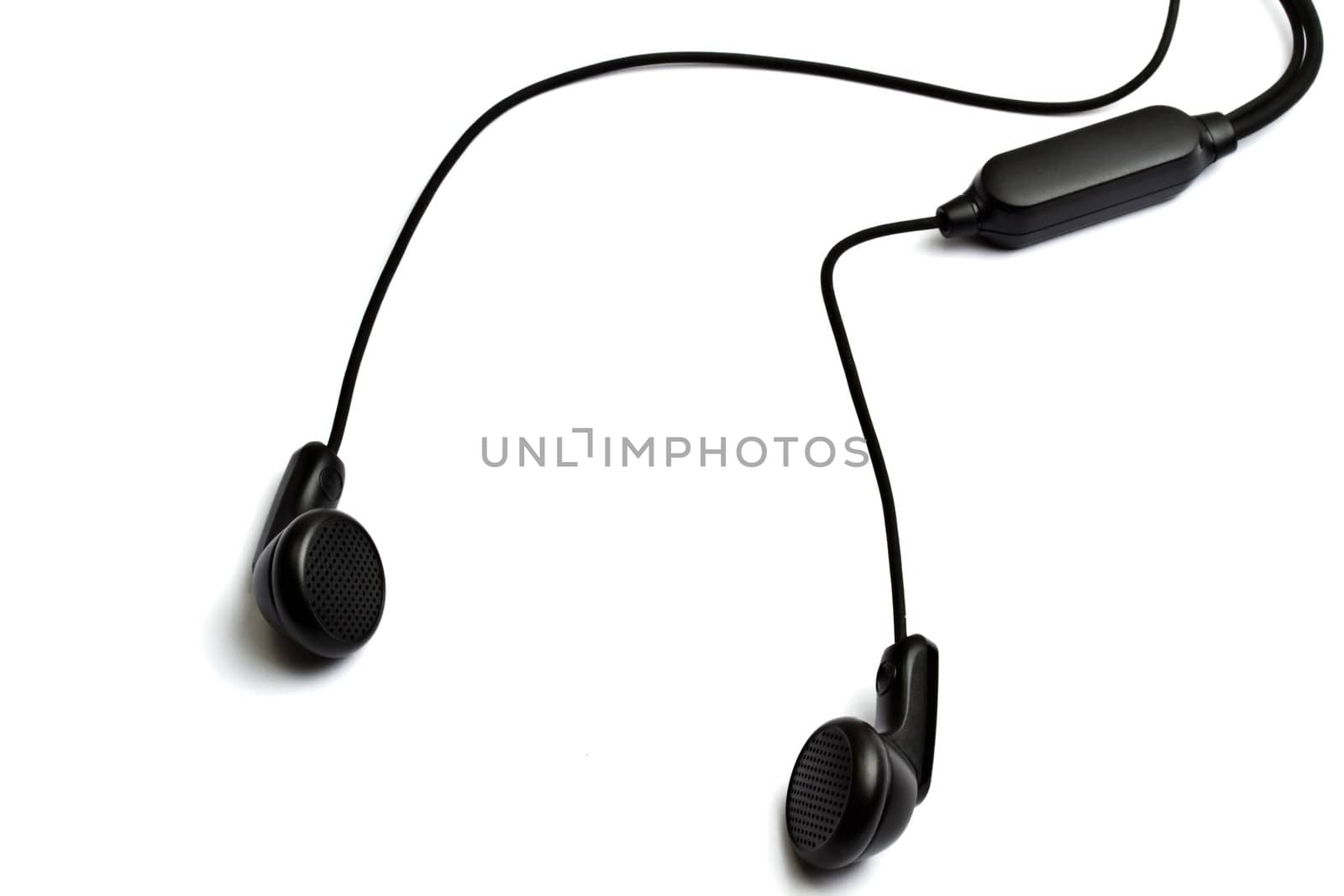 Black earphones isolated on white background