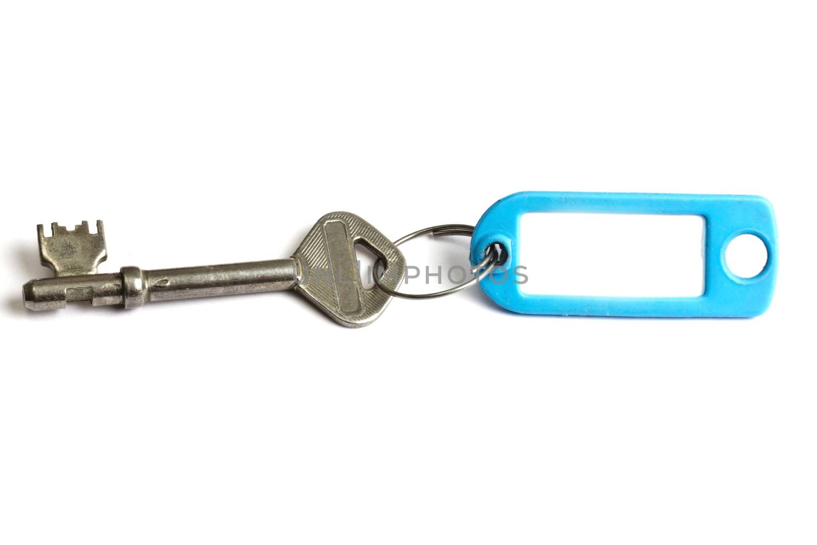 Blank tag and a key isolated on white background 