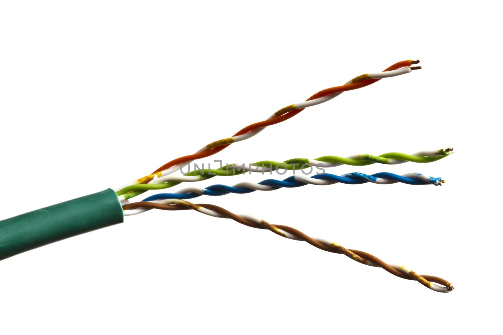 Colorful cable isolated on white background 