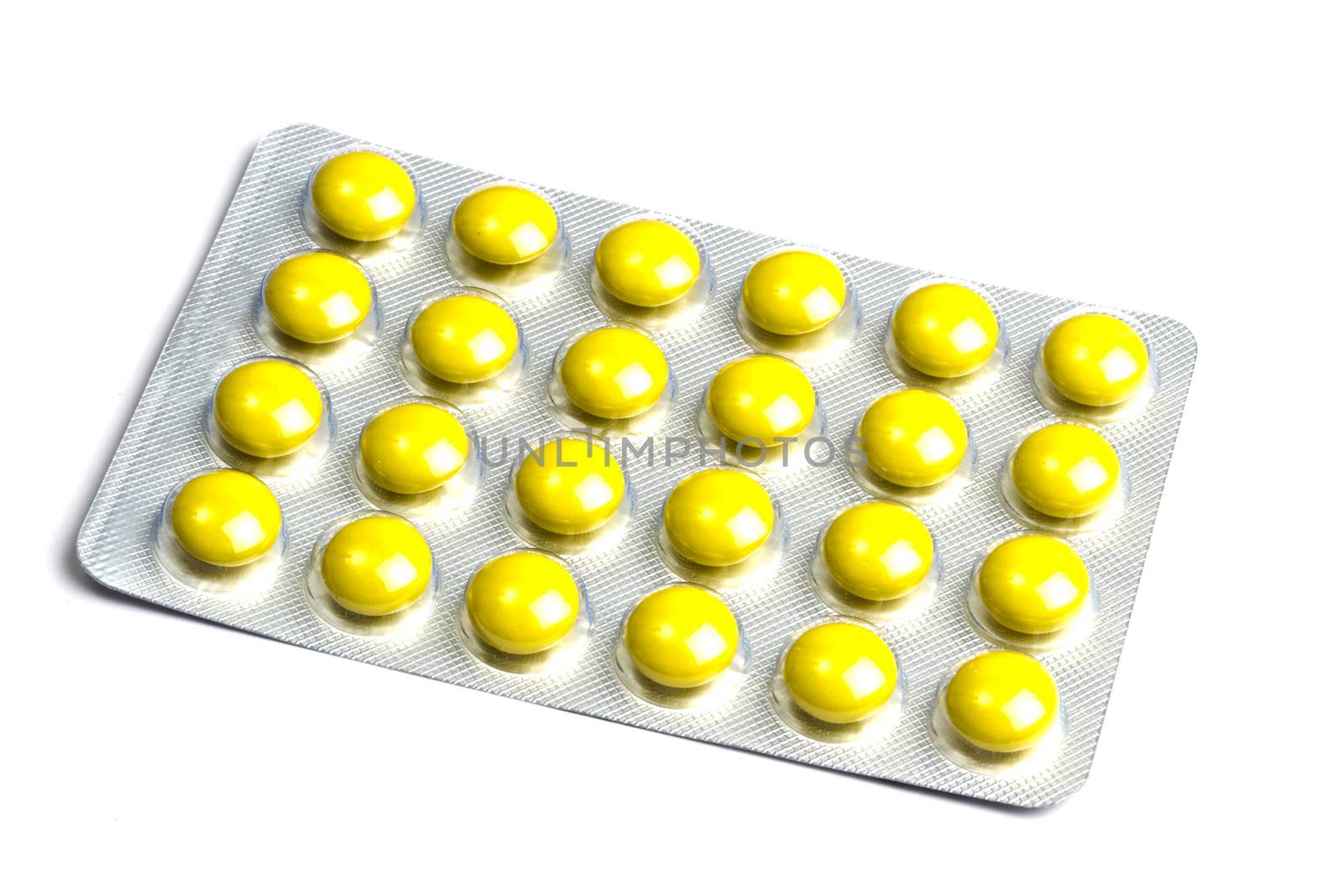 Set of pills isolated on white background