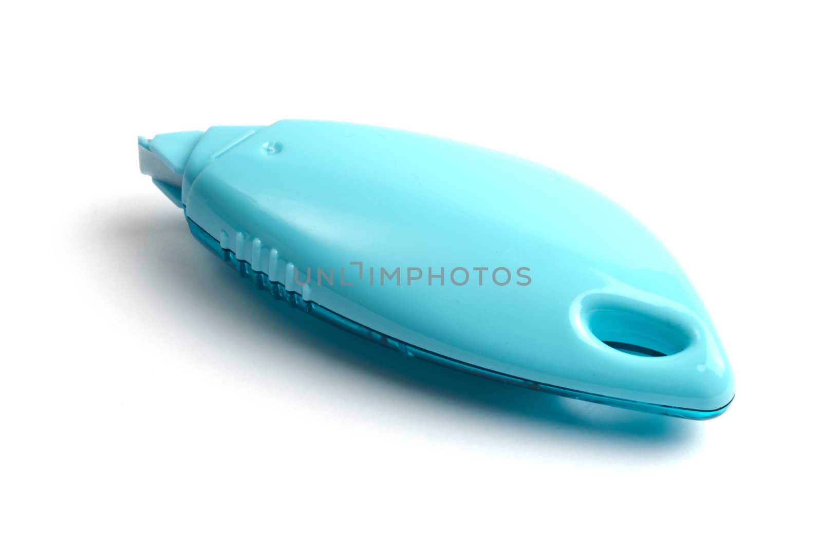 Blue correction tape isolated on white background