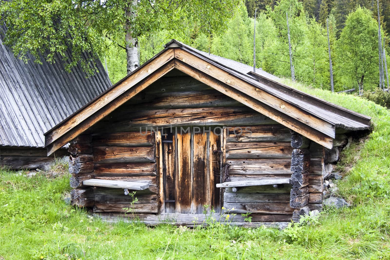 Old traditional wooden cabin in Sweden 