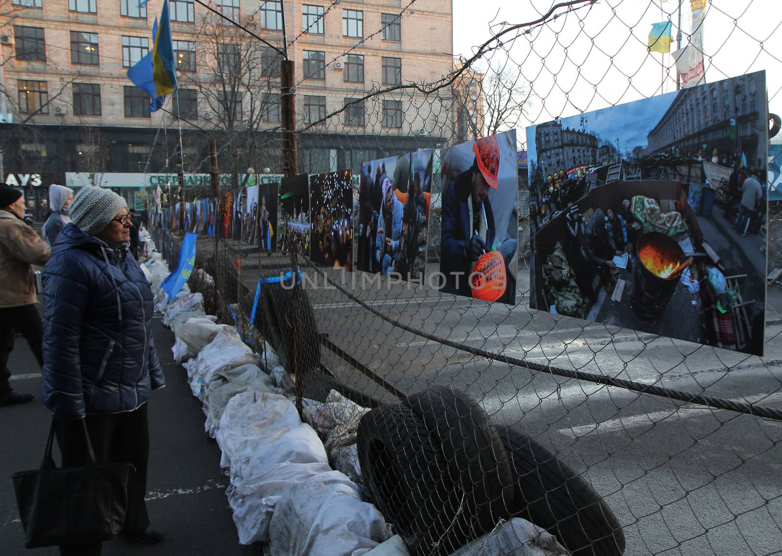 KIEV, UKRAINE - DECEMBER 24: Unidentified woman during anti-governmental and pro-European integration protests on December 24, 2013 in Kiev, Ukraine