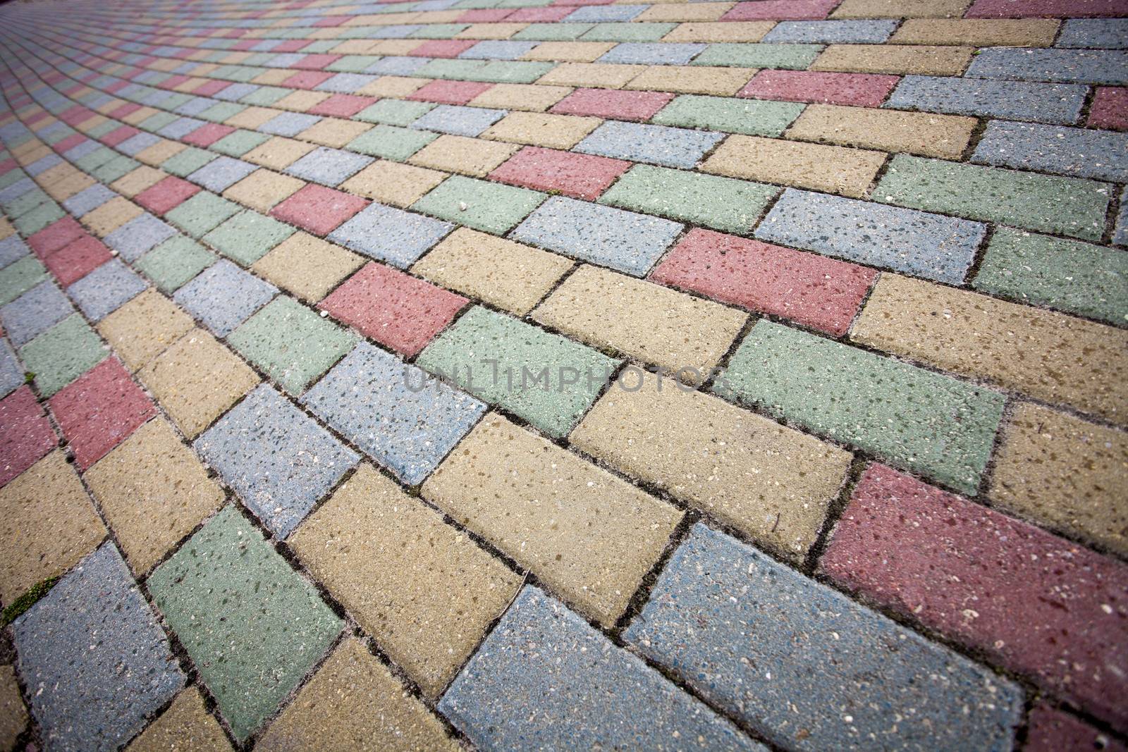 Colorful concrete brick pavement by ints