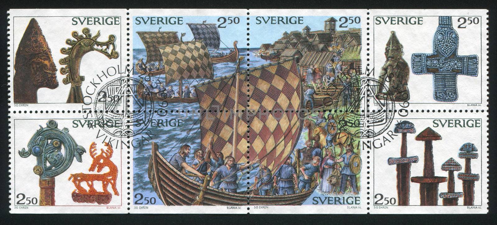 SWEDEN - CIRCA 1990: stamp printed by Sweden, shows Sword hilts, circa 1990