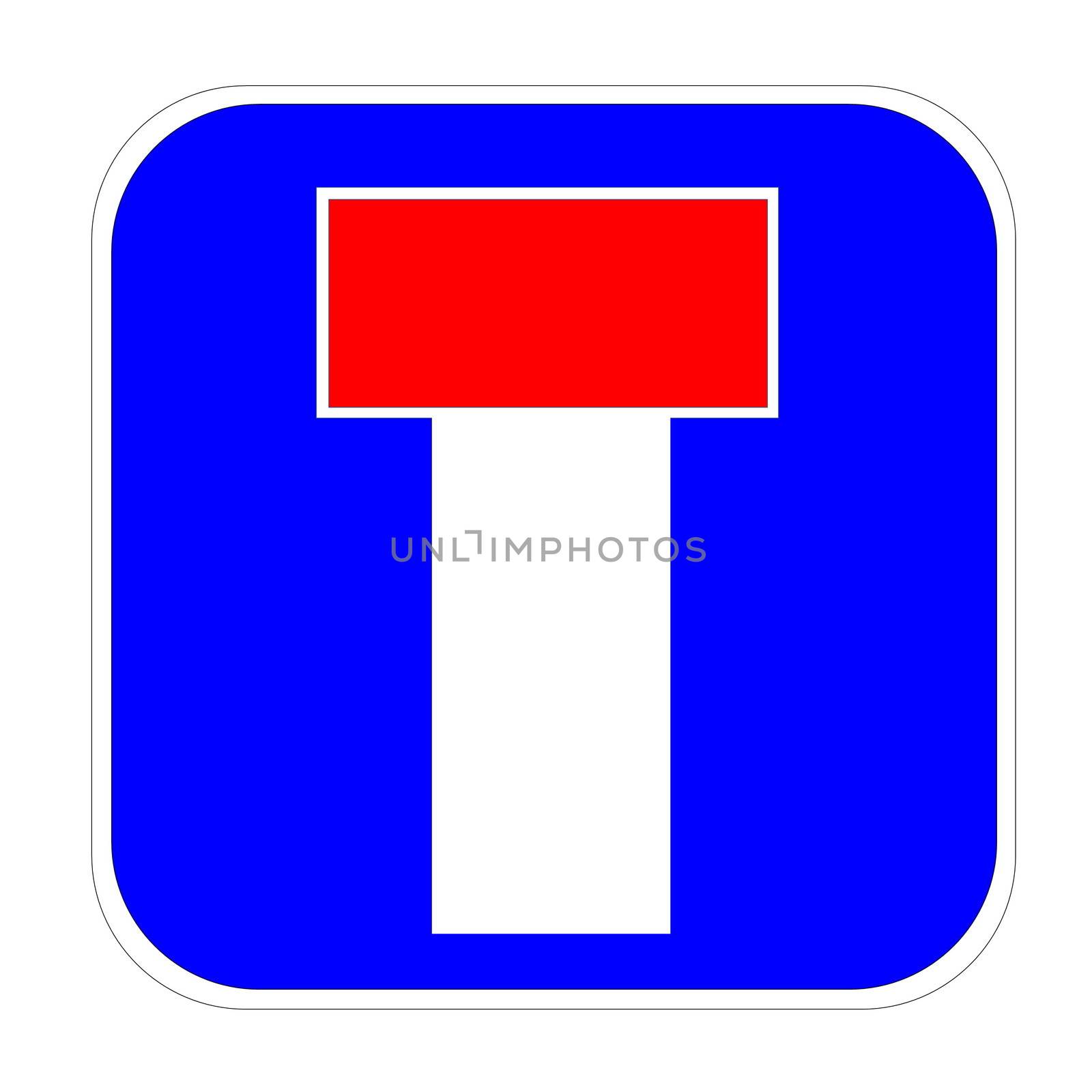 Dead end / no through road traffic sign in white background