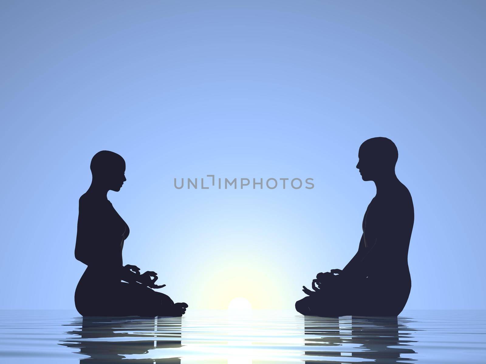Couple meditation - 3D render by Elenaphotos21