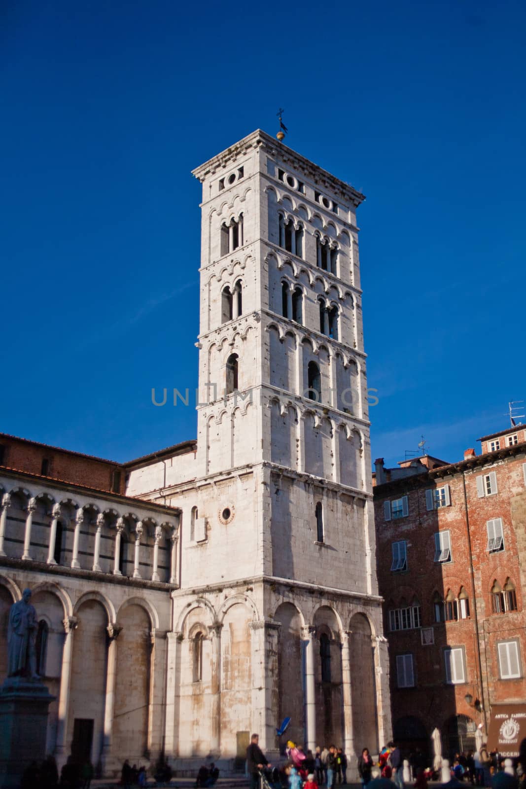 An old big medieval tower in Lucca 
