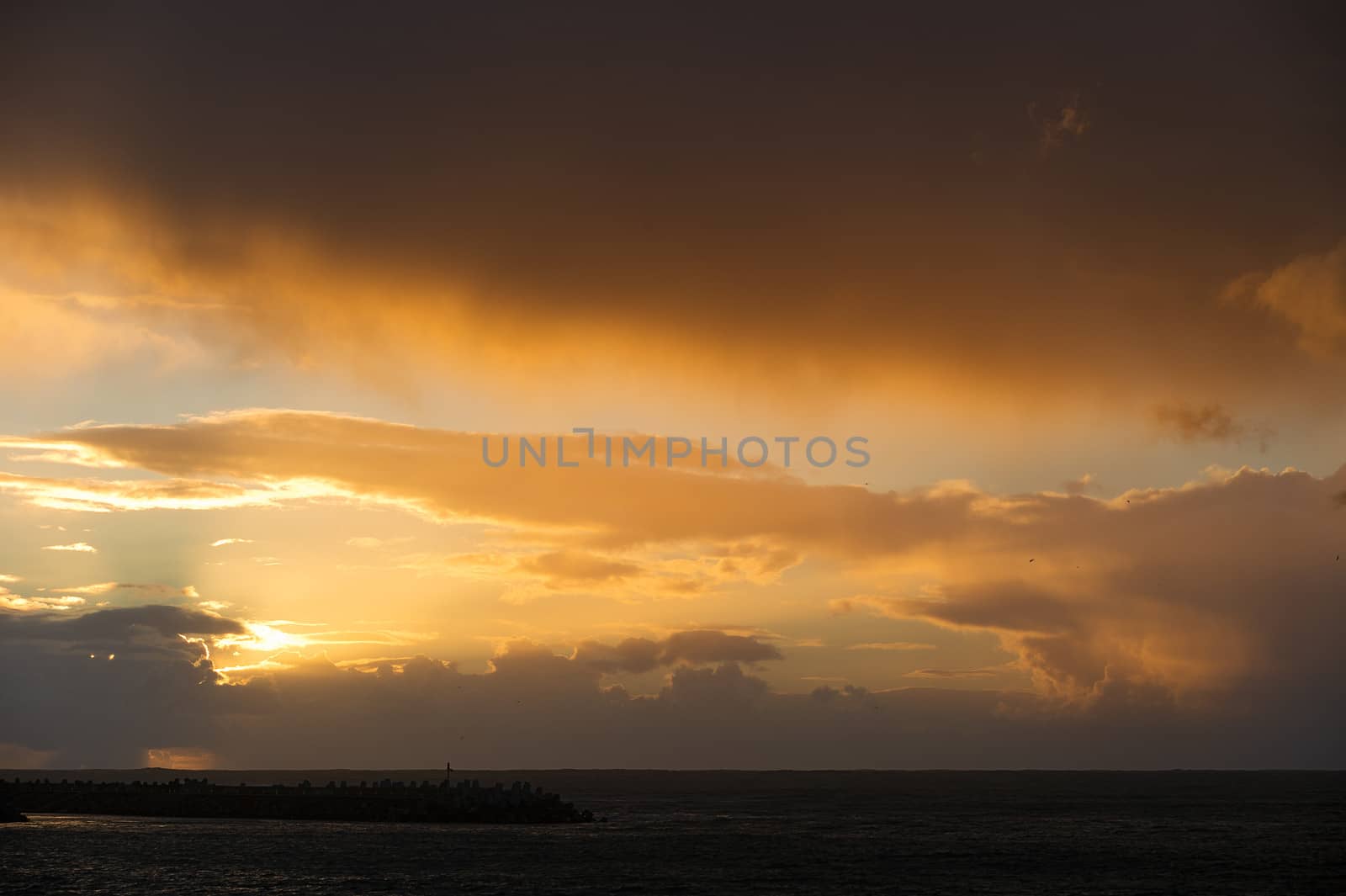 Sea landscape with bad weather and the cloudy sky. Cape Town. South Africa 