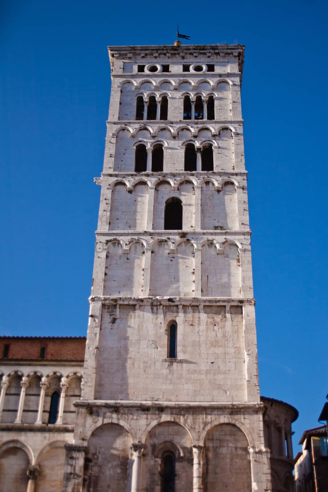 An old big medieval tower in Lucca 
