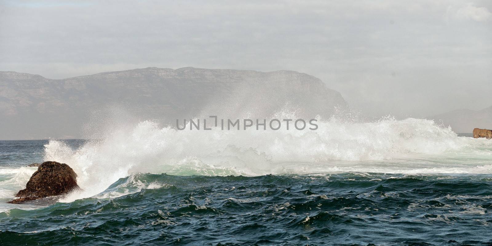 Ocean  with big wave on cloudy day.  Ocean  with big wave on cloudy day.  Ocean  with big wave on cloudy day. 