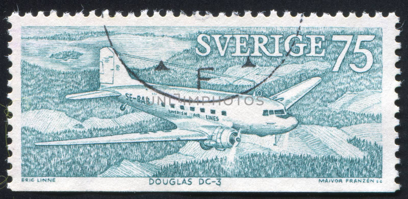 SWEDEN - CIRCA 1972: stamp printed by Sweden, shows Douglas DC-3, circa 1972