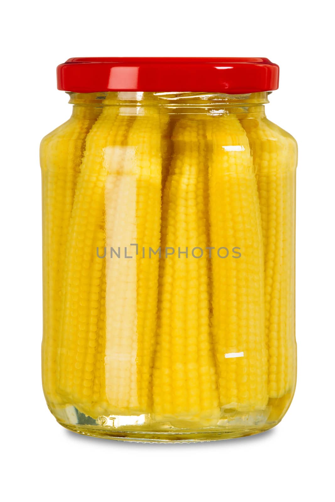 Isolated jar of mini corn by sumners