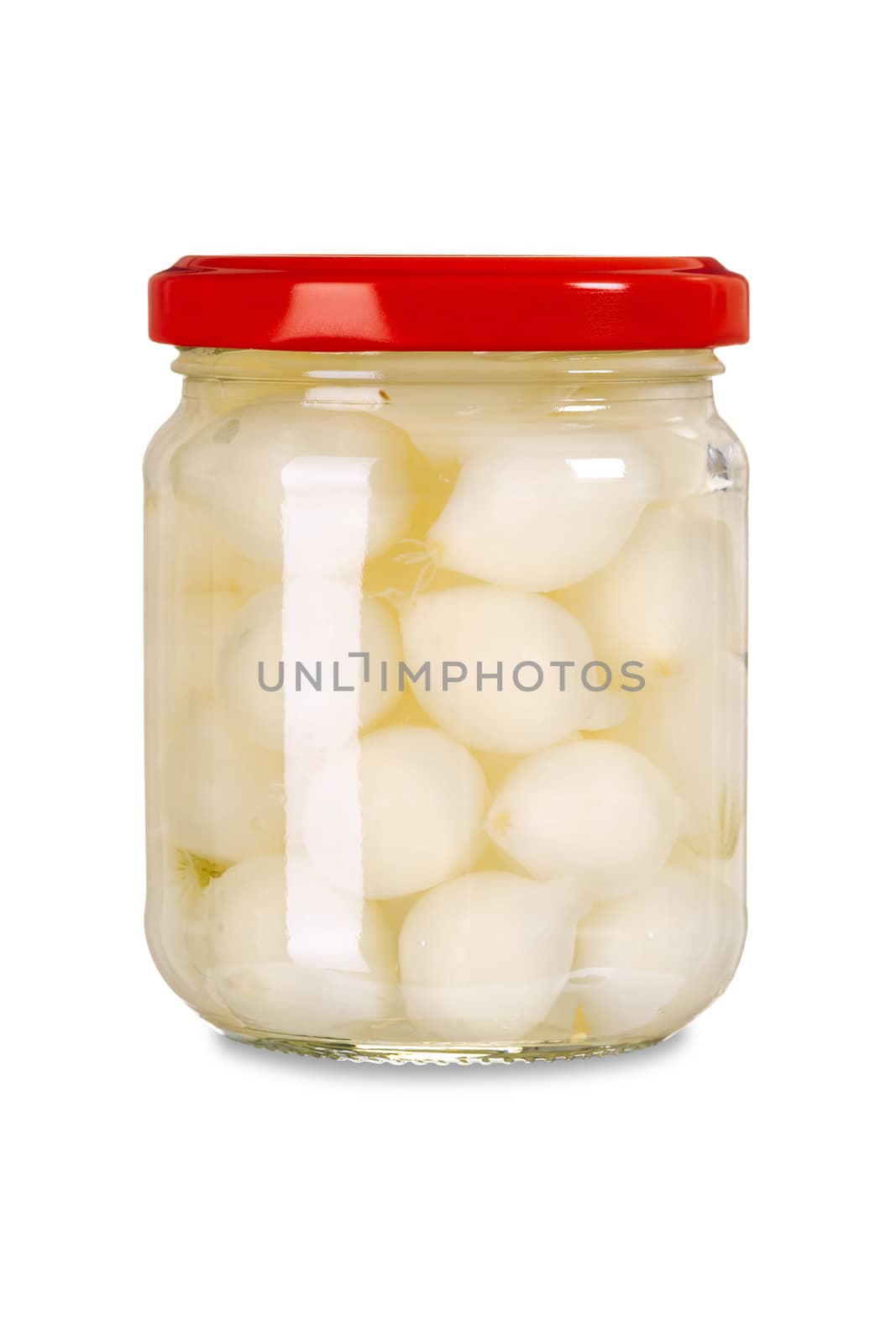 Isolated jar of pickled onions by sumners