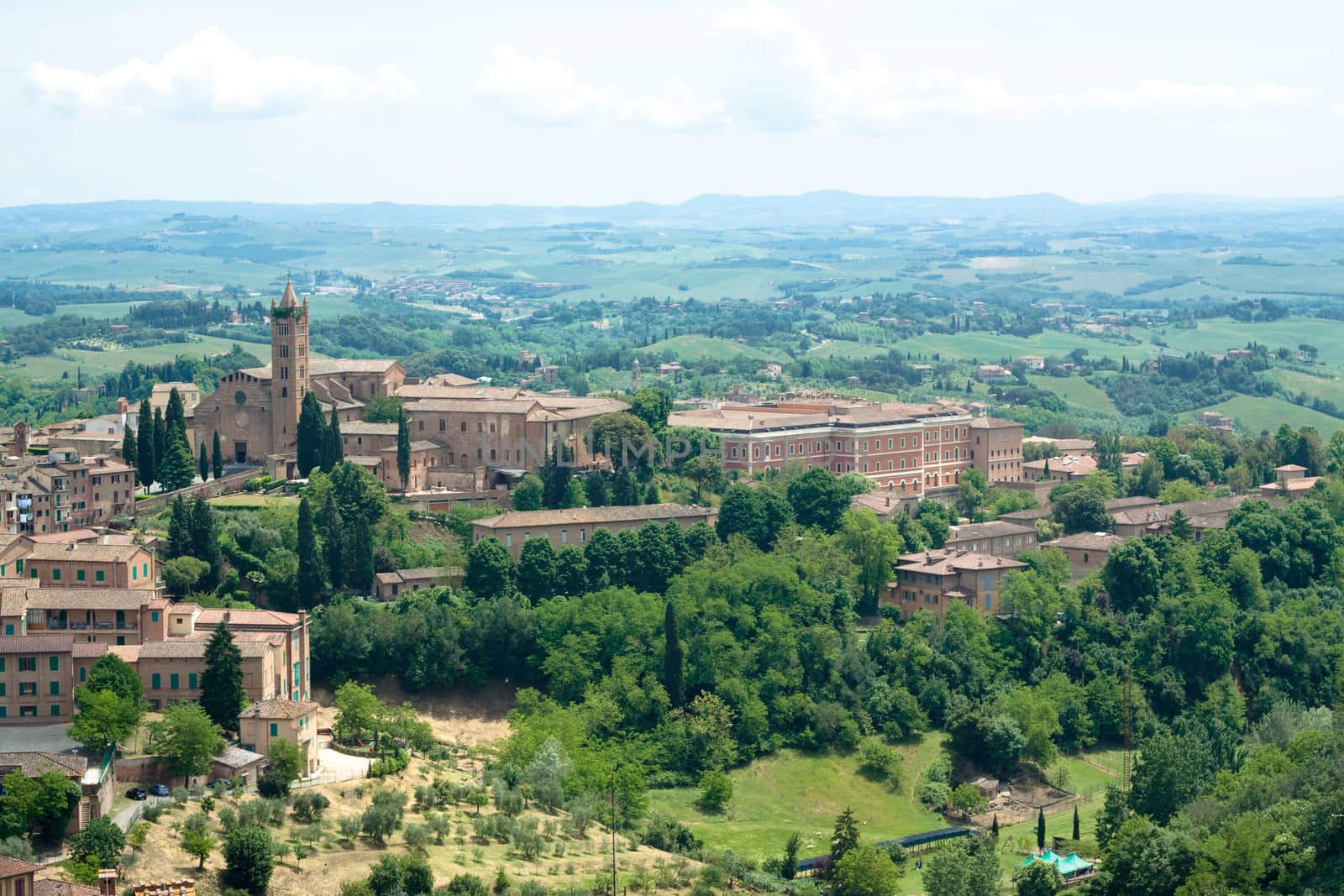 The view of Siena in summer day
