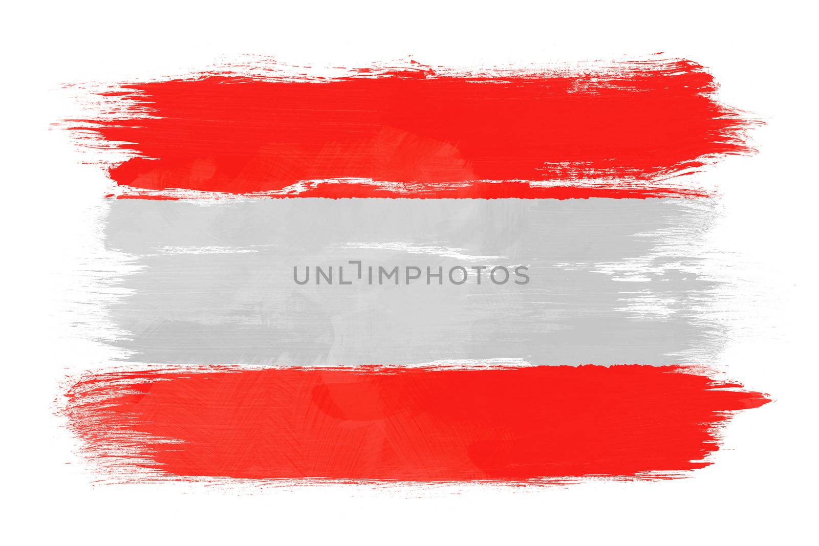 The Austrian flag painted on white paper with watercolor