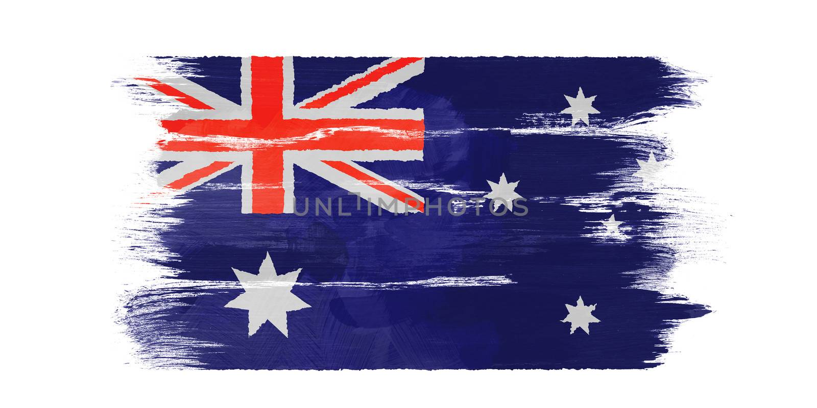 The Australian flag painted on white paper with watercolor