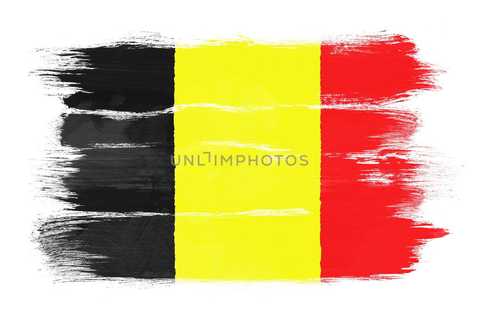 The Belgian flag painted on white paper with watercolor