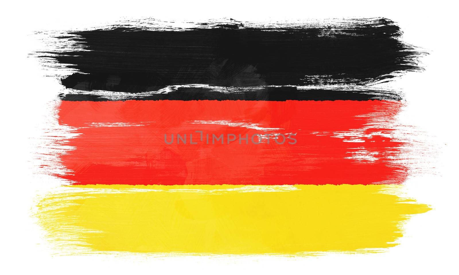 The German flag painted on white paper with watercolor