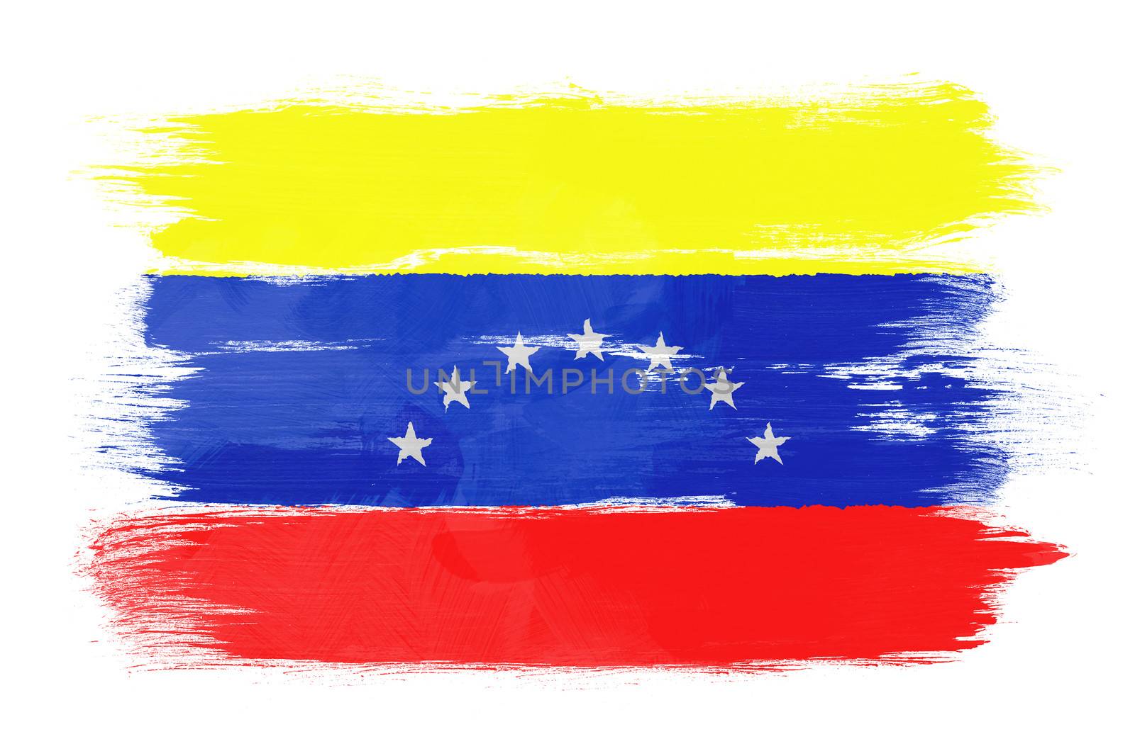 The Venezuelan flag painted on white paper with watercolor