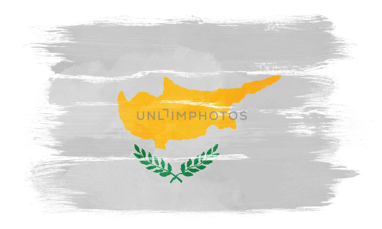 The Cypriot flag painted on white paper with watercolor