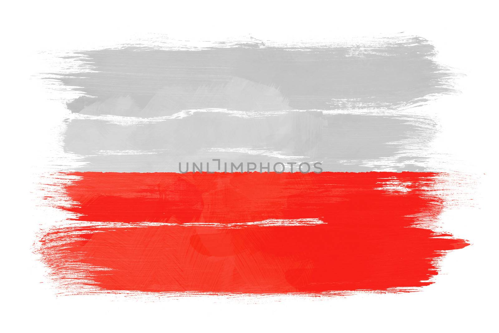 The Polish flag painted on white paper with watercolor