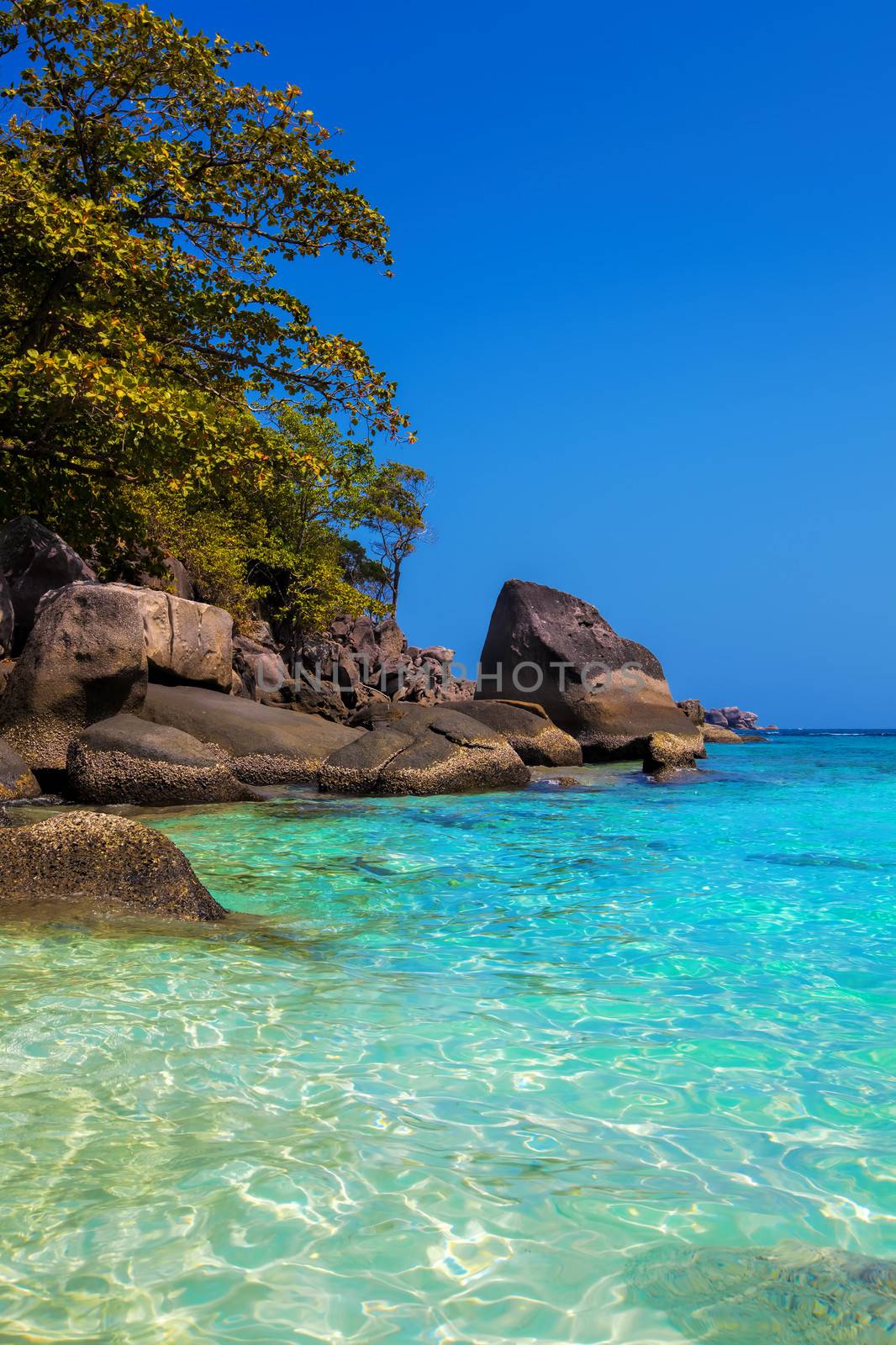 Crystal clear waters on Similan Islands in Thailand