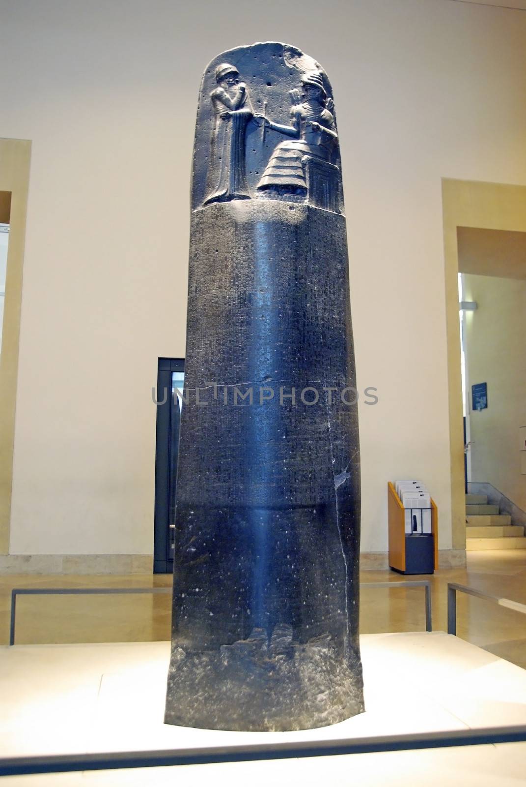 PARIS, FRANCE - August 3: Law Code of Hammurabi, king of Babylon in Louvre Museum on August 3, 2008 in Paris, France