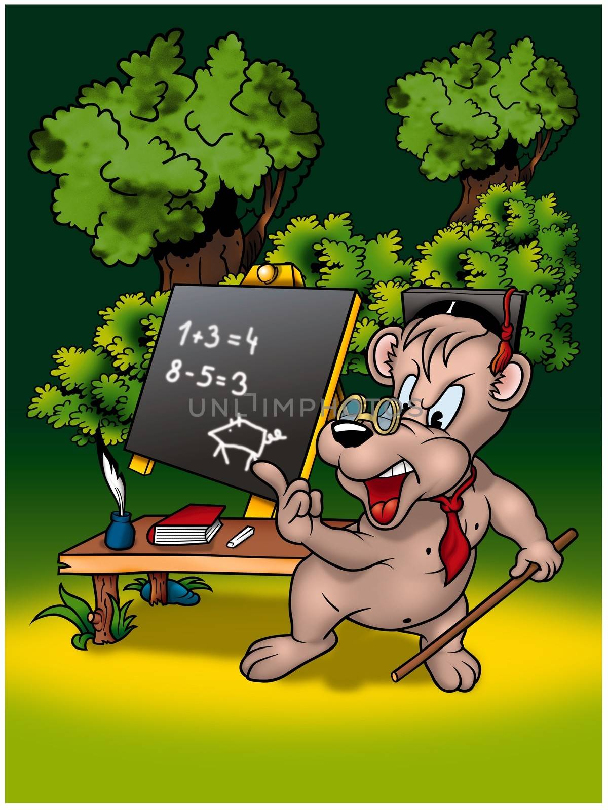 Bear Teacher - Cartoon Illustration, Bitmap