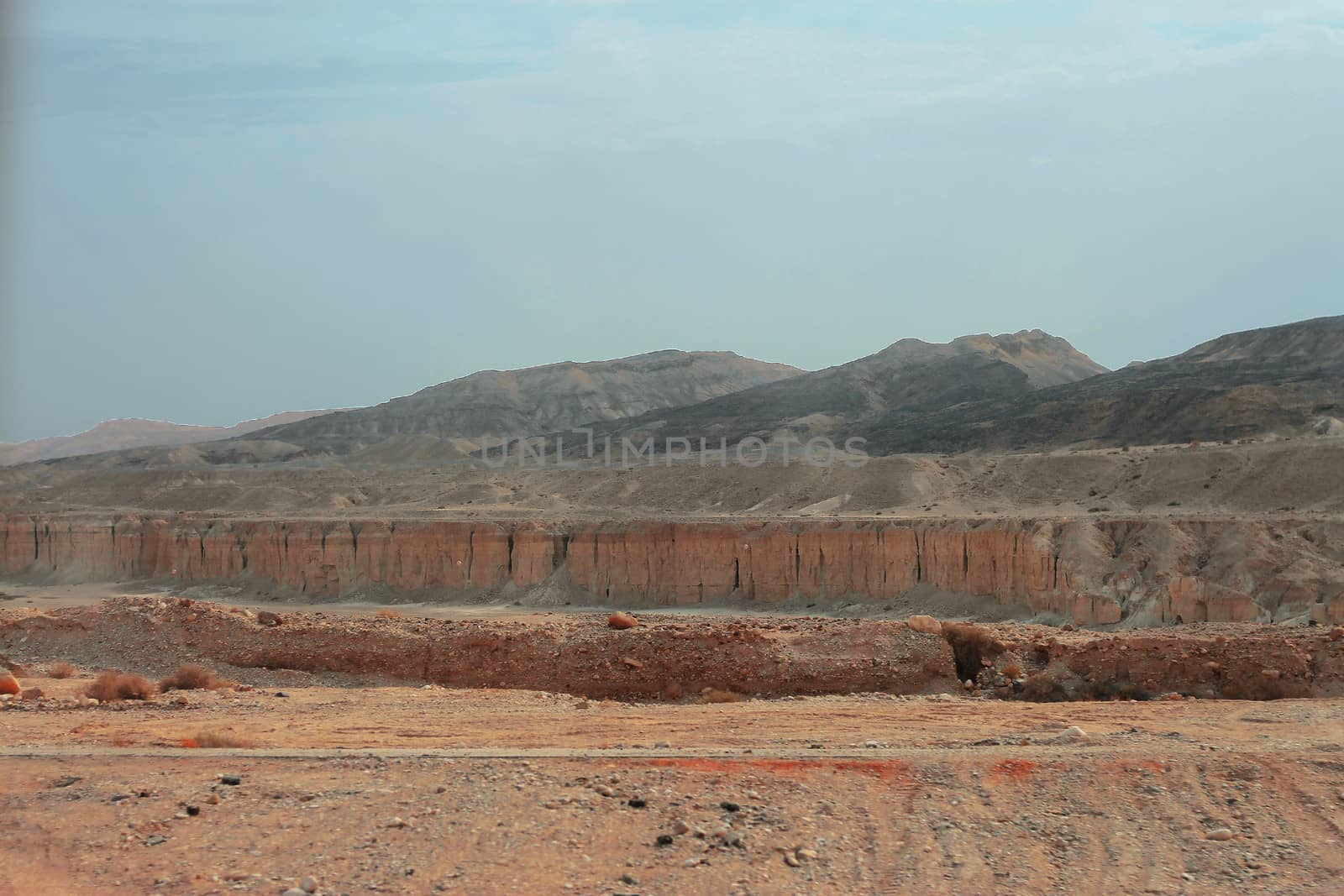 An Israel desert and cloudy stormy sky