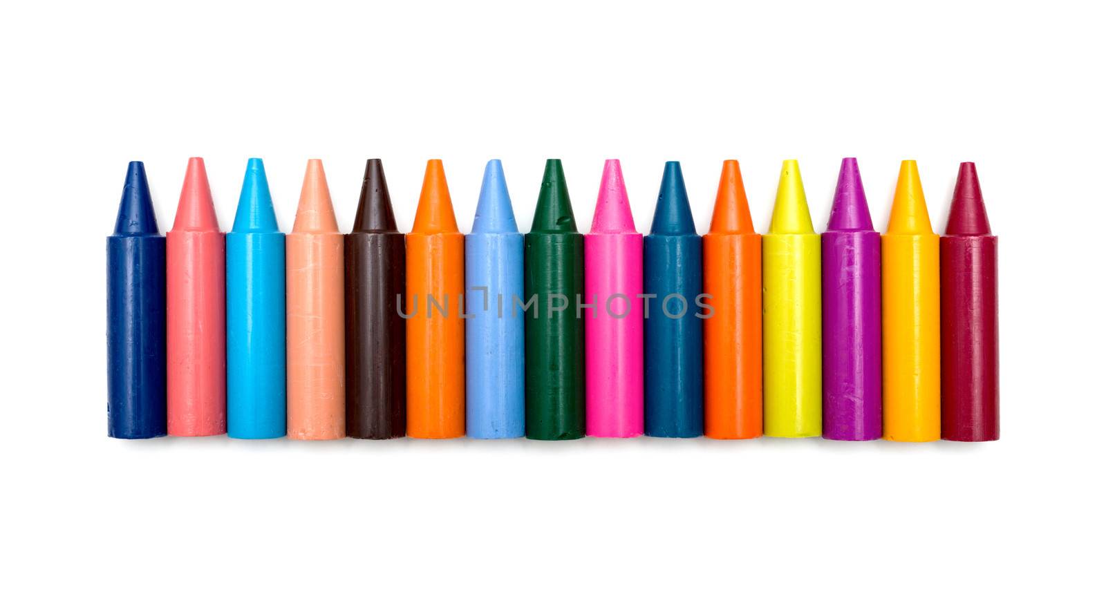Wax crayons on white background