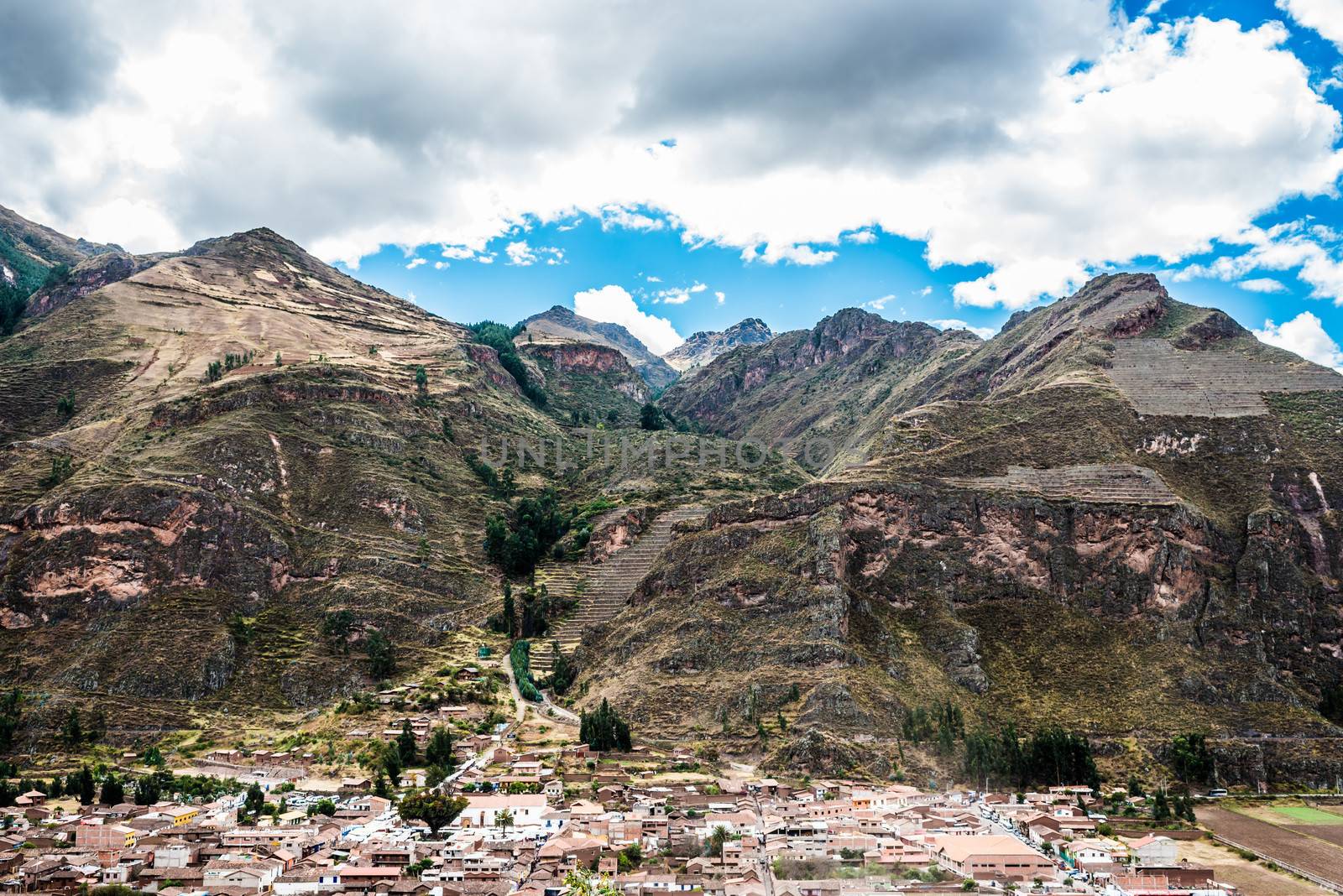 Pisac, Incas ruins in the peruvian Andes at Cuzco Peru