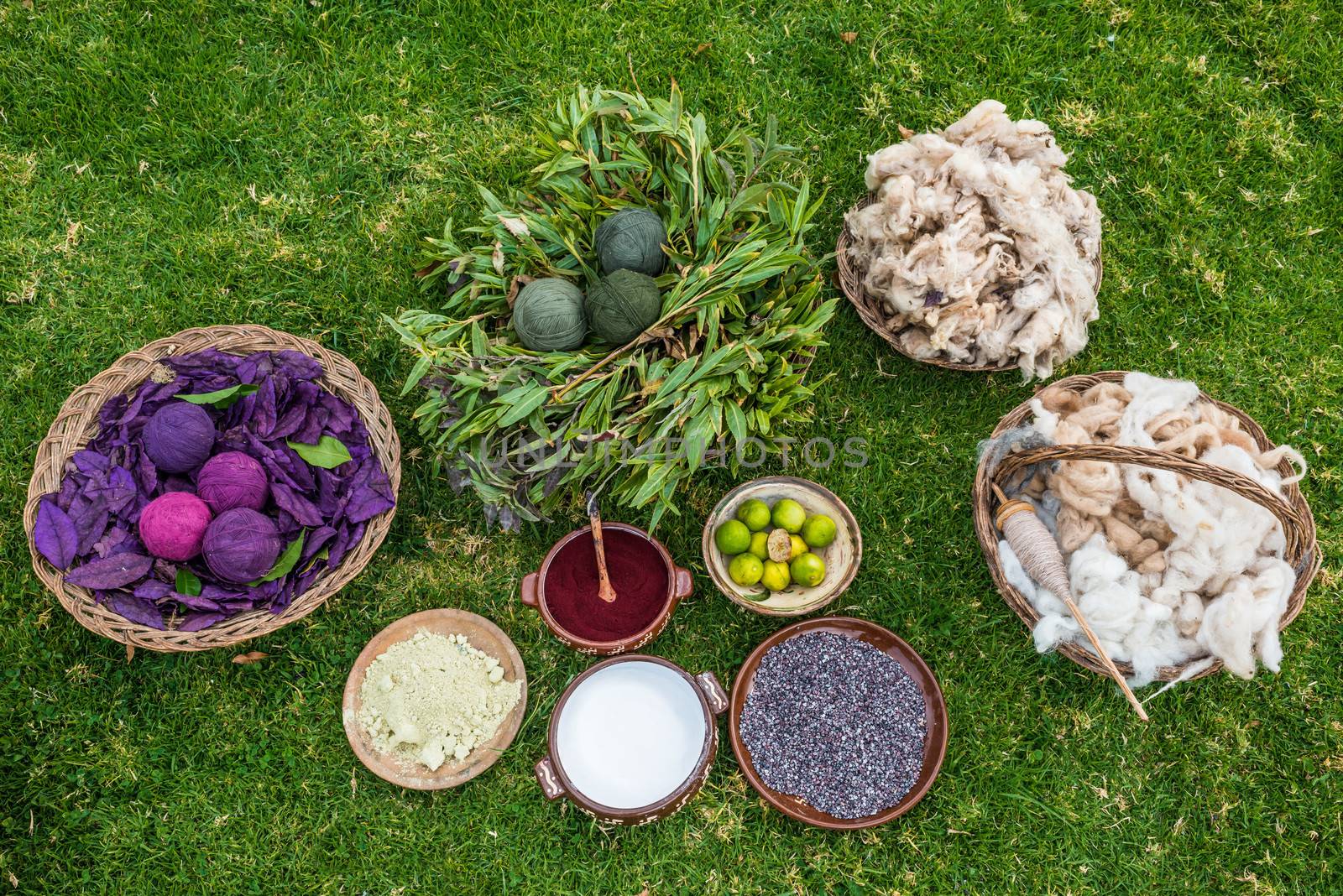 traditional dyes in the peruvian Andes at Cuzco Peru